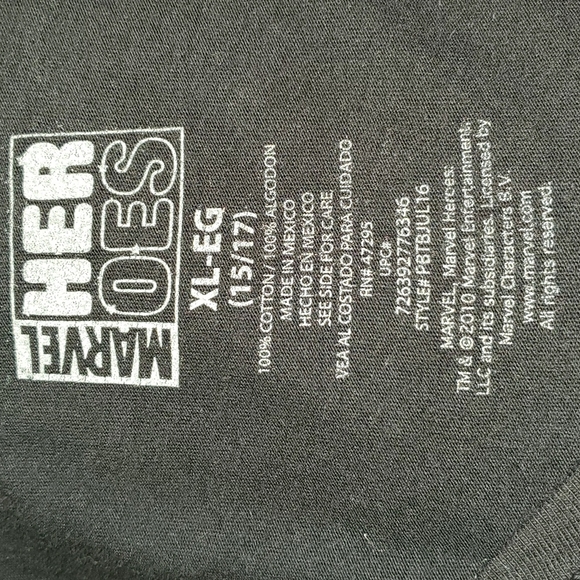 2010 MARVEL HER-OES Marvel "Girls Rule" Black T-shirt. Sz XL (15/17). Never Worn - Picture 5 of 6